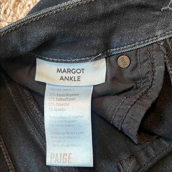 PAIGE Women's Dark Blue Distressed Jeans Margot Ankle - Picture 4 of 5